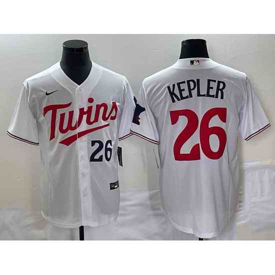 Men Minnesota Twins 26 Max Kepler White Cool Base With Patch Stitched Baseball Jersey